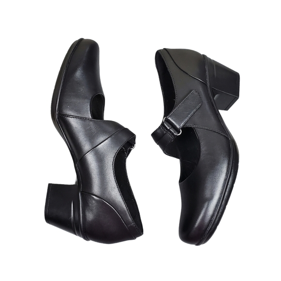Clarks Emslie Lulin Black Mary Jane Leather Pumps Size 9 - Picture 2 of 9